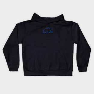 Capybara chilling with Ducks in blue ink Kids Hoodie
